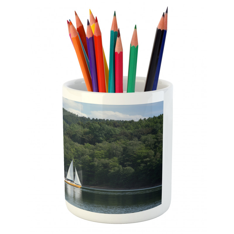 Sailboats on a Lake Pencil Pen Holder