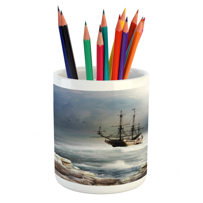 Pirate Merchant Ship Pencil Pen Holder