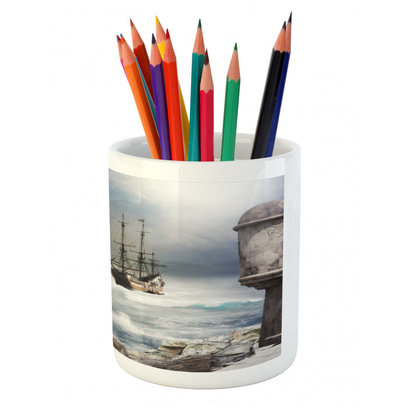 Pirate Merchant Ship Pencil Pen Holder