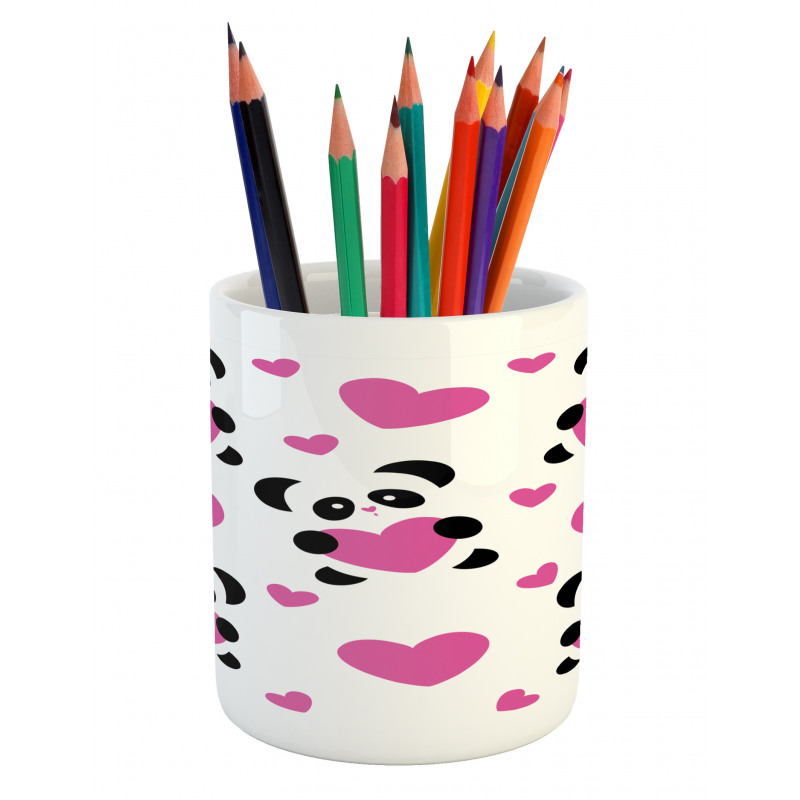 Love Pandas Hearts Pencil Pen Holder