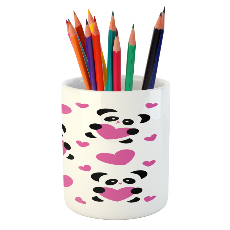 Love Pandas Hearts Pencil Pen Holder
