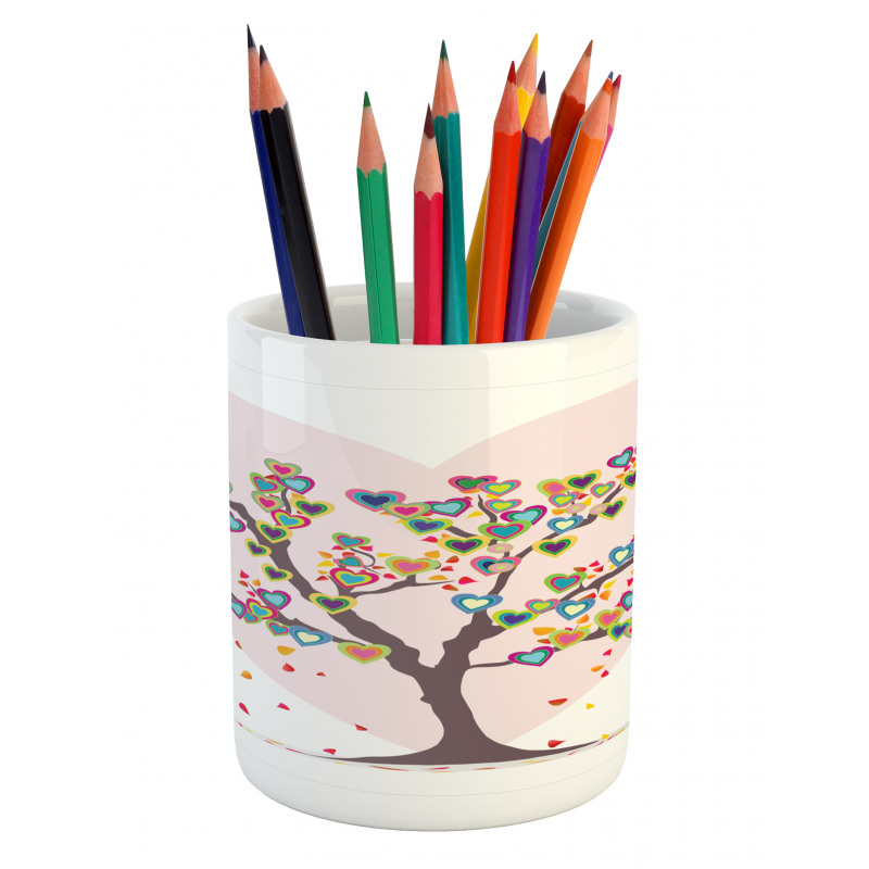 Tree with Leaves Floral Pencil Pen Holder