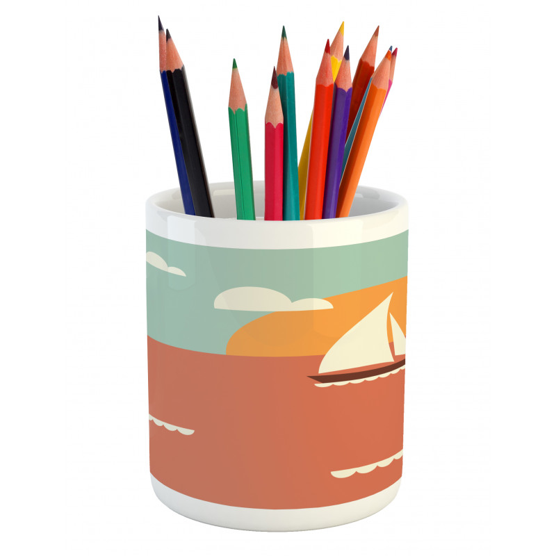 Sailboat Dawning Sun Pencil Pen Holder