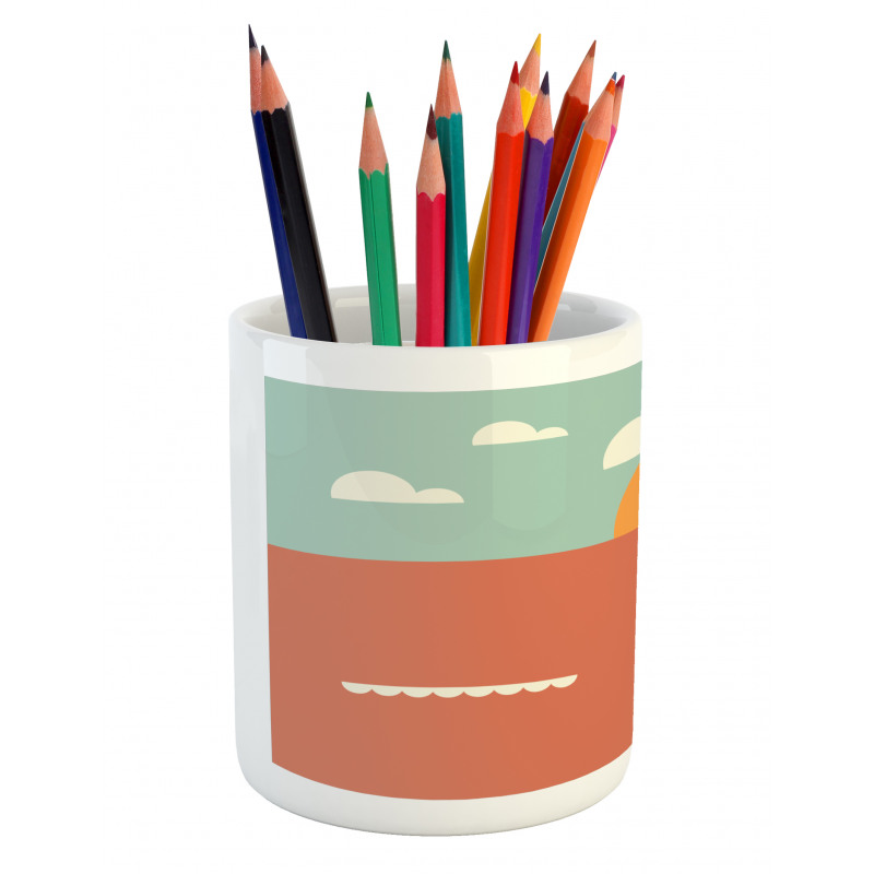 Sailboat Dawning Sun Pencil Pen Holder