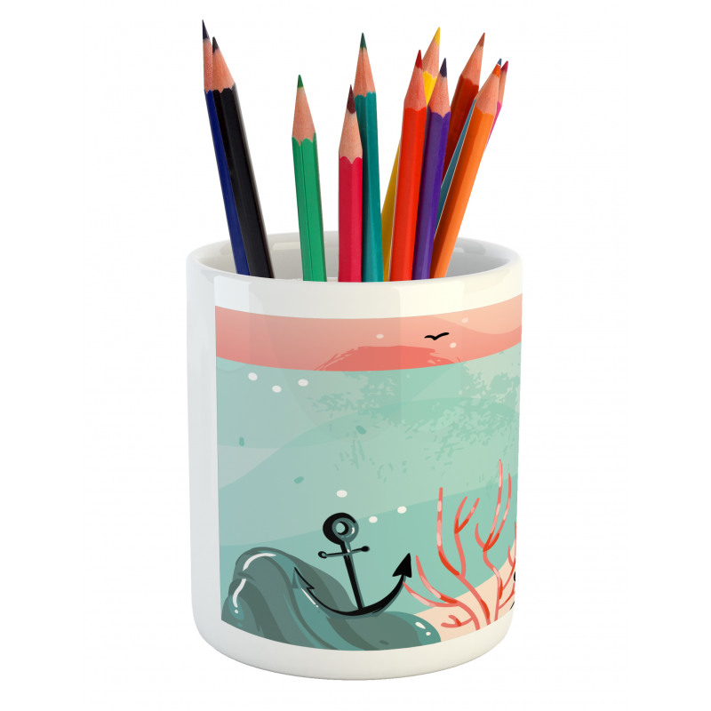 Woman Cycling in Sea Pencil Pen Holder