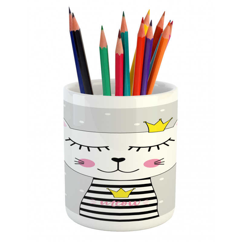 Meow Princess with a Crown Pencil Pen Holder