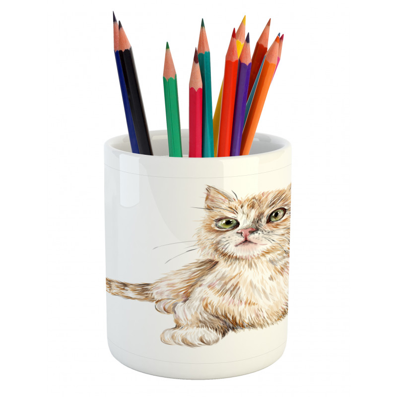 Hand Drawn Ginger Kitten Pencil Pen Holder