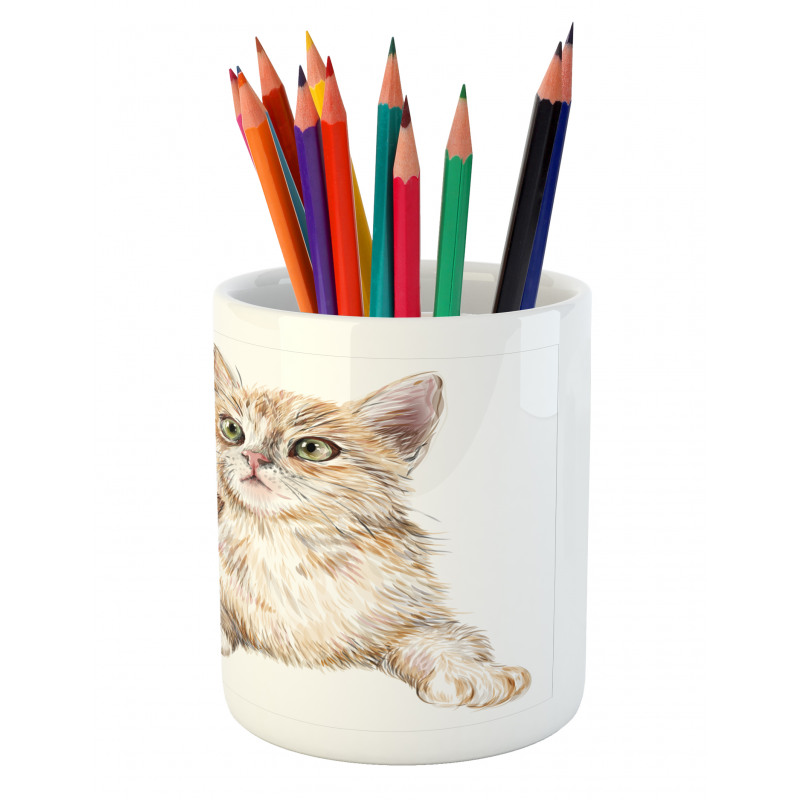 Hand Drawn Ginger Kitten Pencil Pen Holder