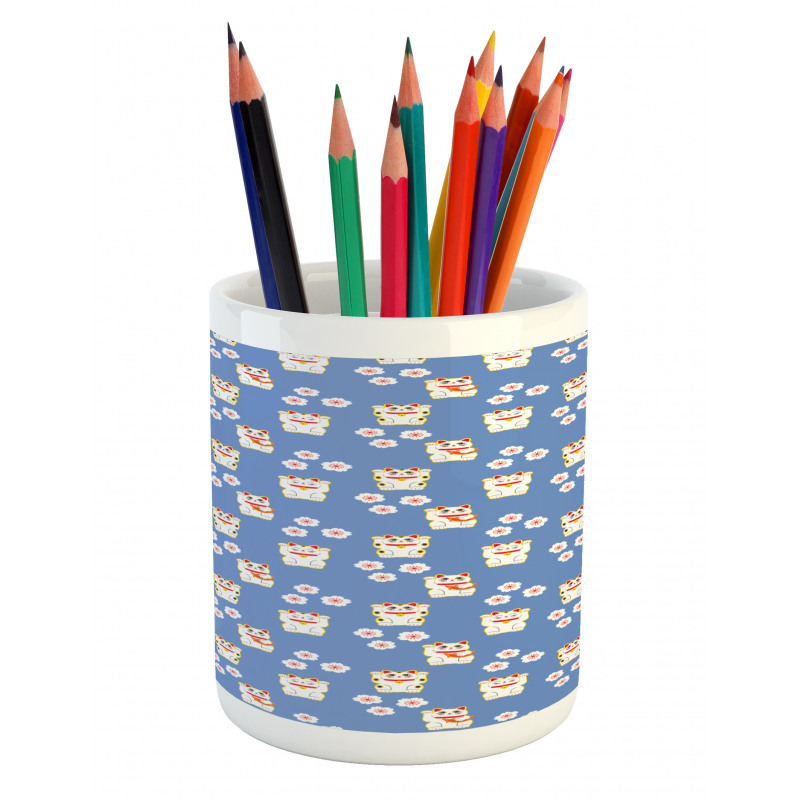 Maneki-Neko Cats Pattern Pencil Pen Holder