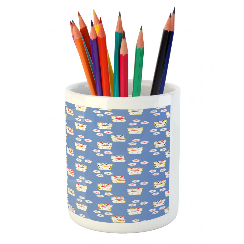 Maneki-Neko Cats Pattern Pencil Pen Holder