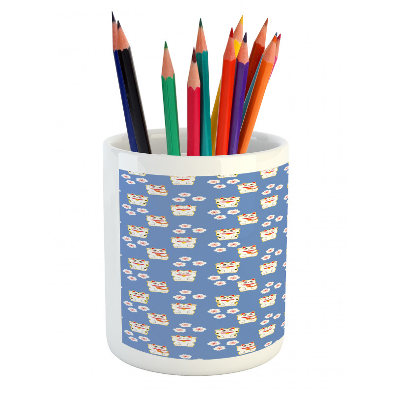 Maneki-Neko Cats Pattern Pencil Pen Holder