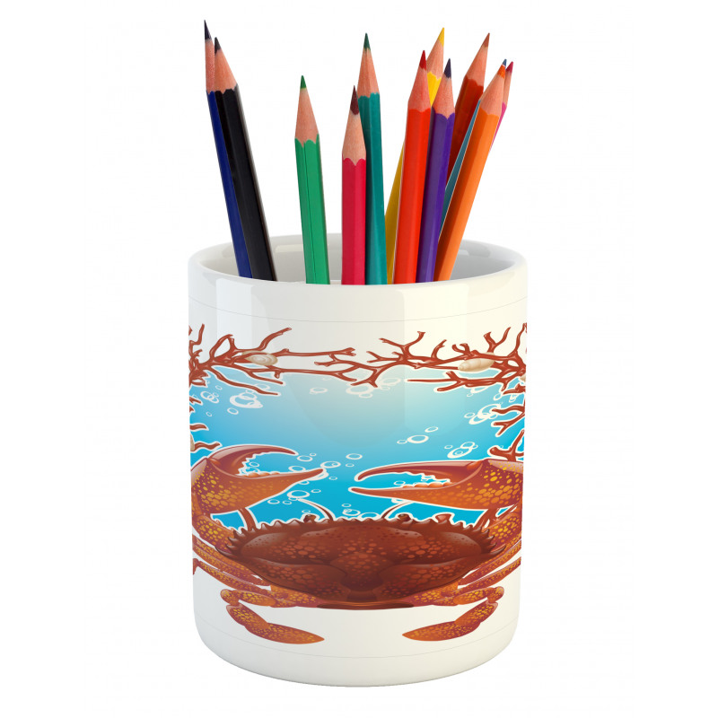Seashells and Red Coral Pencil Pen Holder