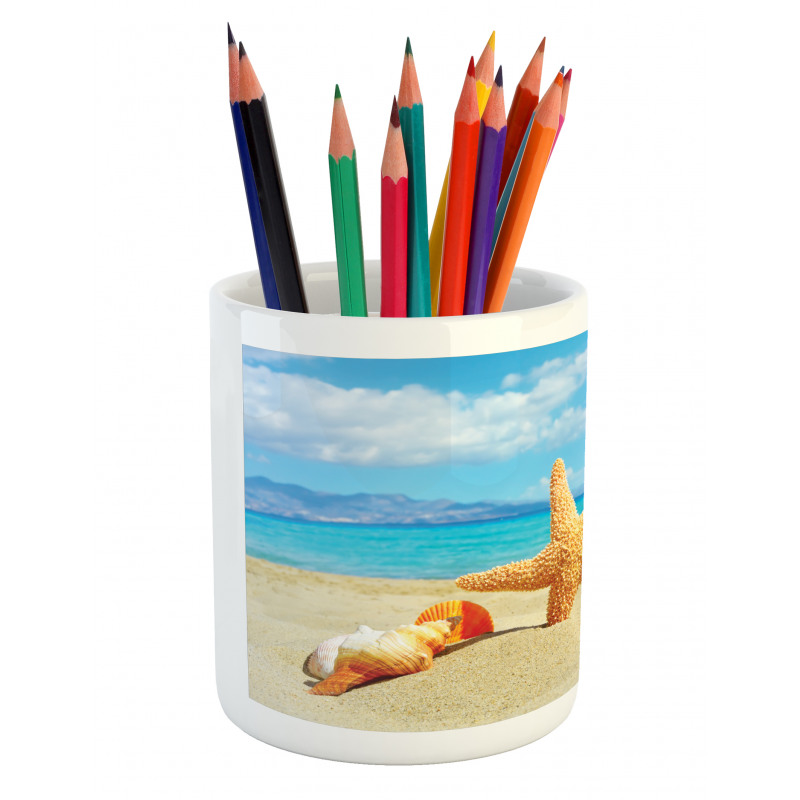 Beach Sand with Starfish Pencil Pen Holder