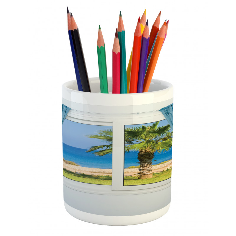 Shore Palm Tree Island Pencil Pen Holder