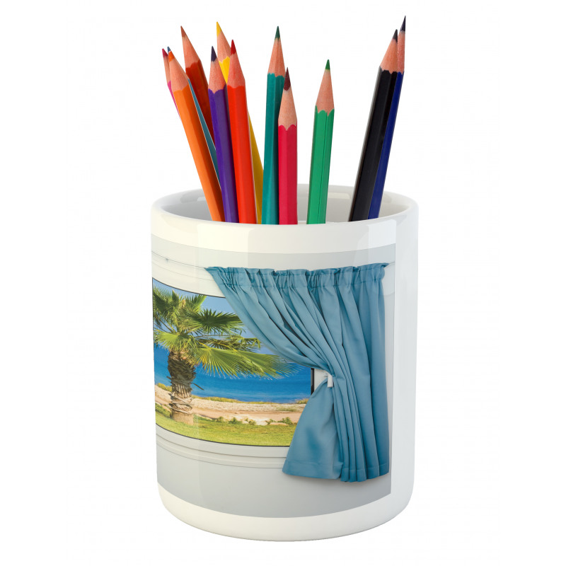 Shore Palm Tree Island Pencil Pen Holder