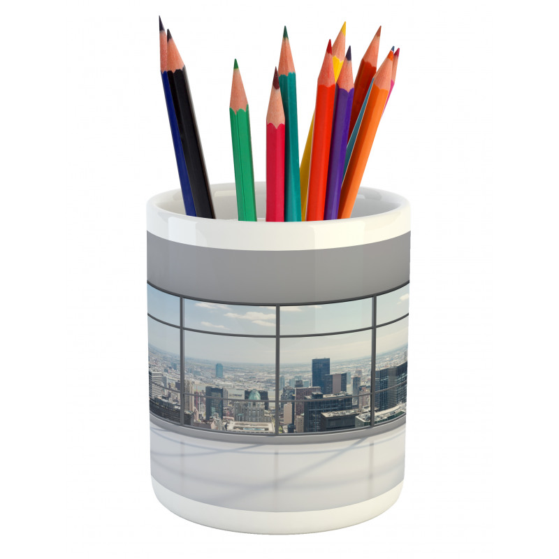 Big Window Downtown View Pencil Pen Holder