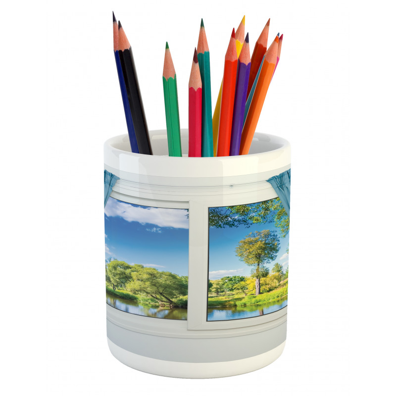 Rural Lake River View Pencil Pen Holder