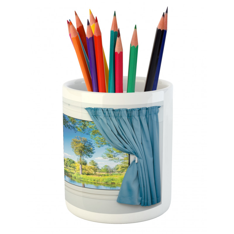 Rural Lake River View Pencil Pen Holder