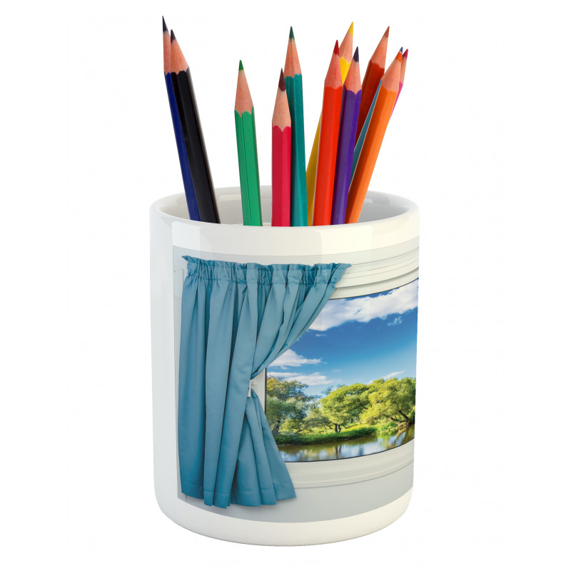 Rural Lake River View Pencil Pen Holder