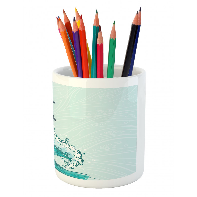 Sea Waves Sketch Art Pencil Pen Holder