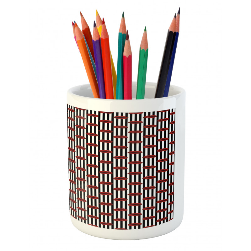 Stripes and Lips Pencil Pen Holder