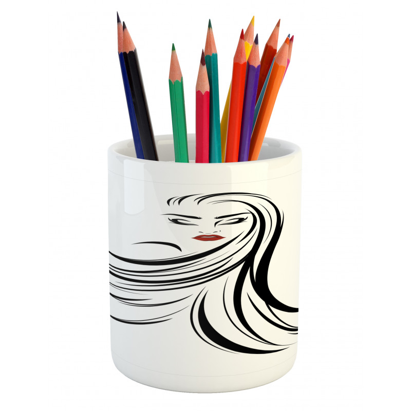 Long Straight Hair Pencil Pen Holder