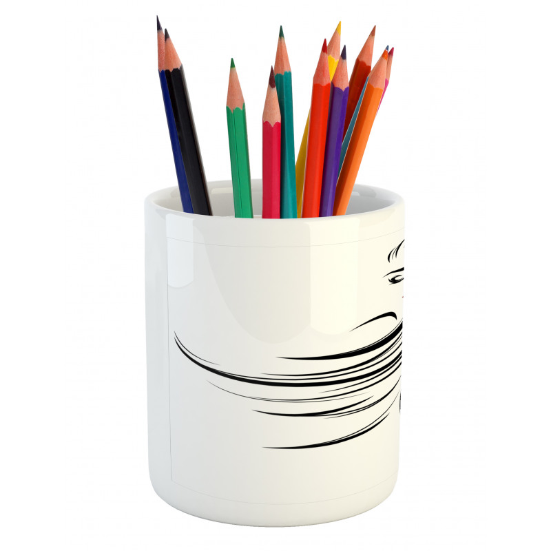 Long Straight Hair Pencil Pen Holder