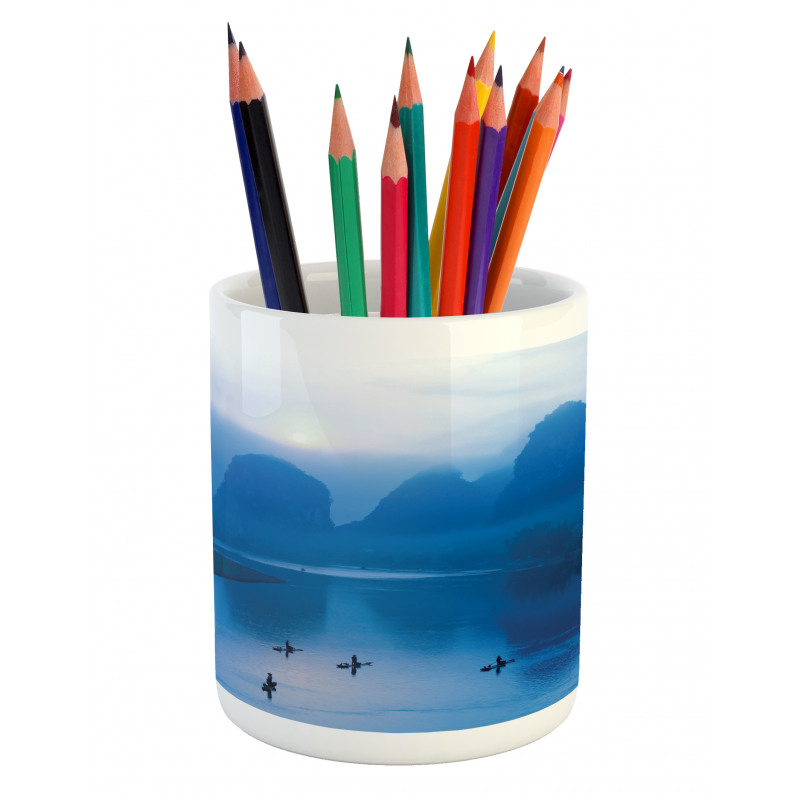 Sunrise Bamboo Raft China Pencil Pen Holder