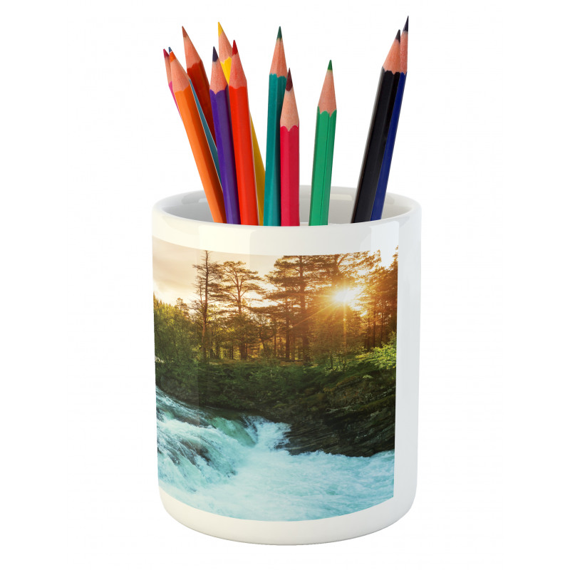 Sunrise Springtime Pines Pencil Pen Holder