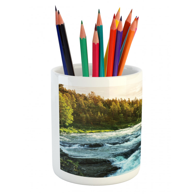 Sunrise Springtime Pines Pencil Pen Holder