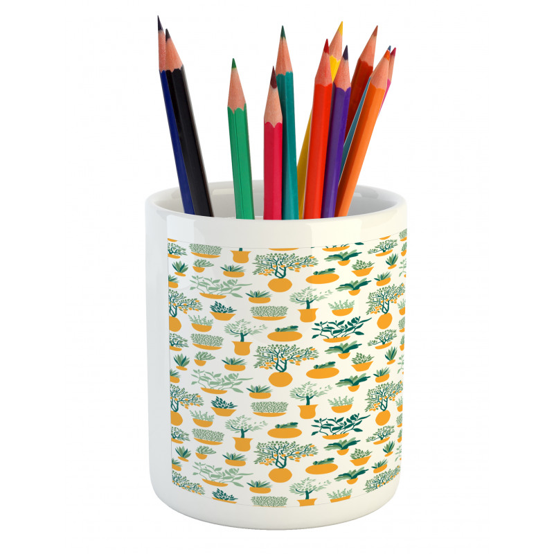 Tropical Blossom in Pots Pencil Pen Holder