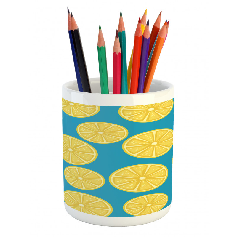 Vivid Citrus Slices Art Pencil Pen Holder