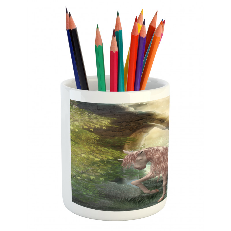 Fantasy Leaves Birds Pencil Pen Holder