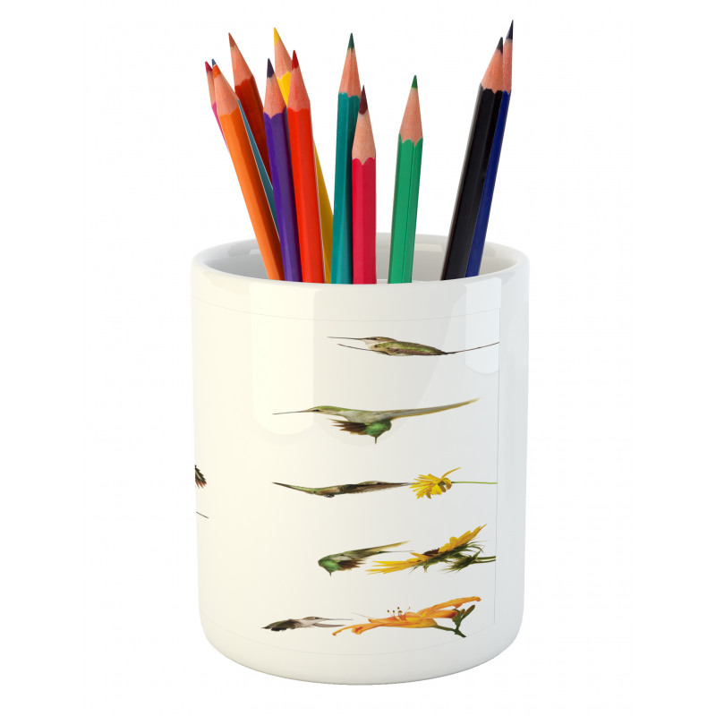 Hummingbird Sunflowers Pencil Pen Holder