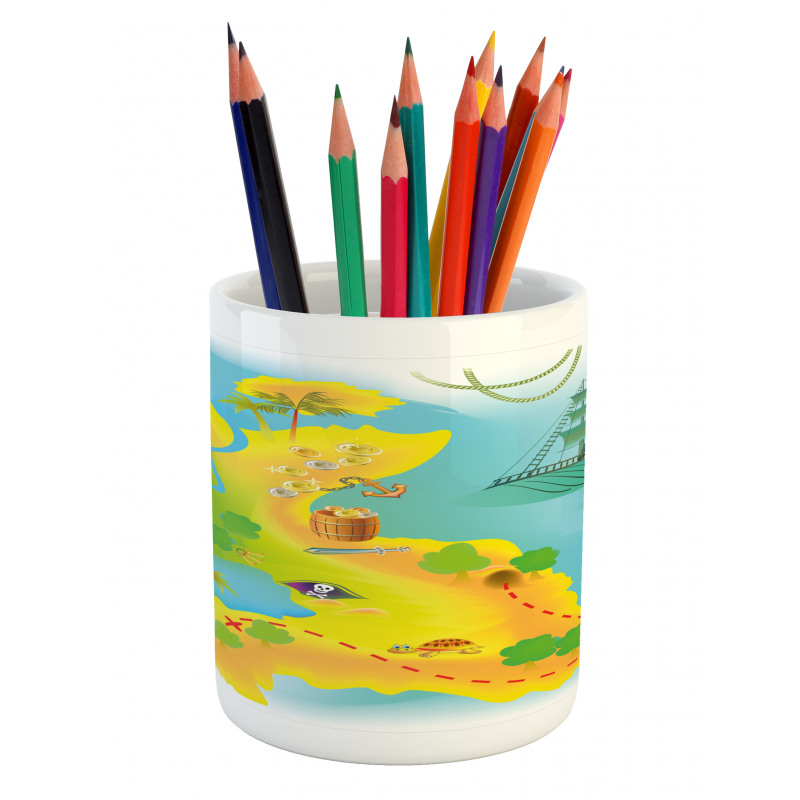 Map of a Treasure Island Pencil Pen Holder