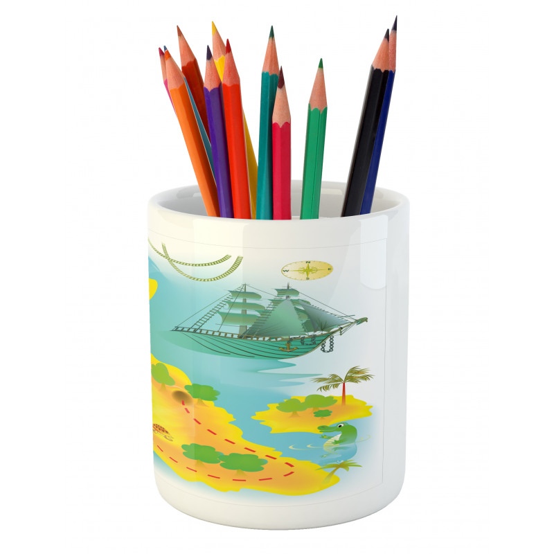 Map of a Treasure Island Pencil Pen Holder