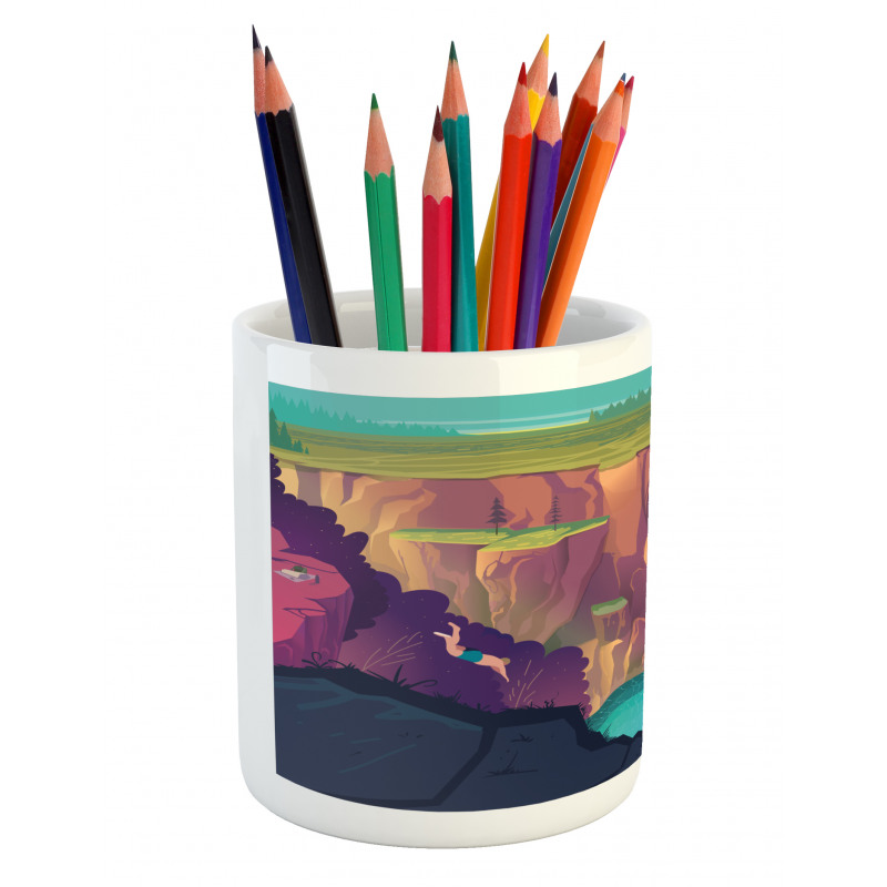 Rural Scene Waterfall Pencil Pen Holder