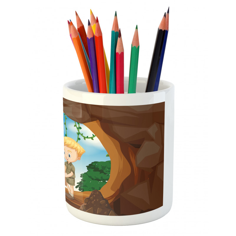 Children Reading a Map Pencil Pen Holder