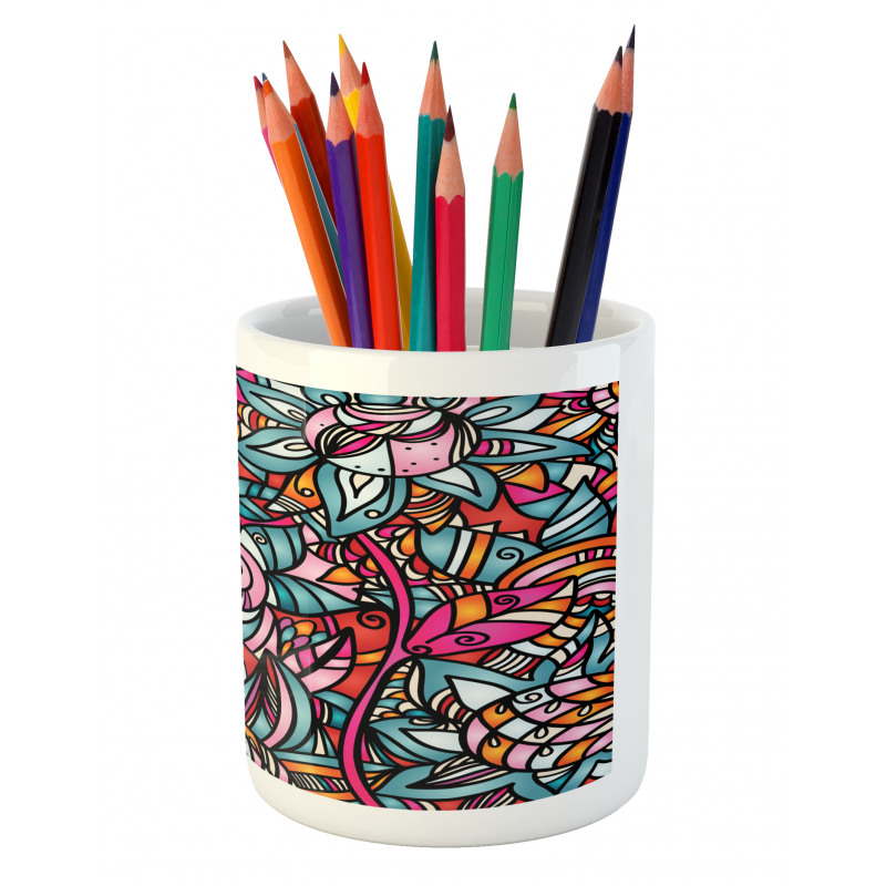 Abstract Sunflower Pencil Pen Holder