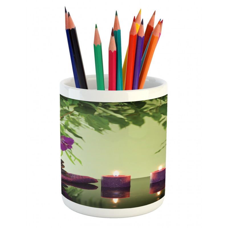 Spa Candles Orchids Bloom Pencil Pen Holder