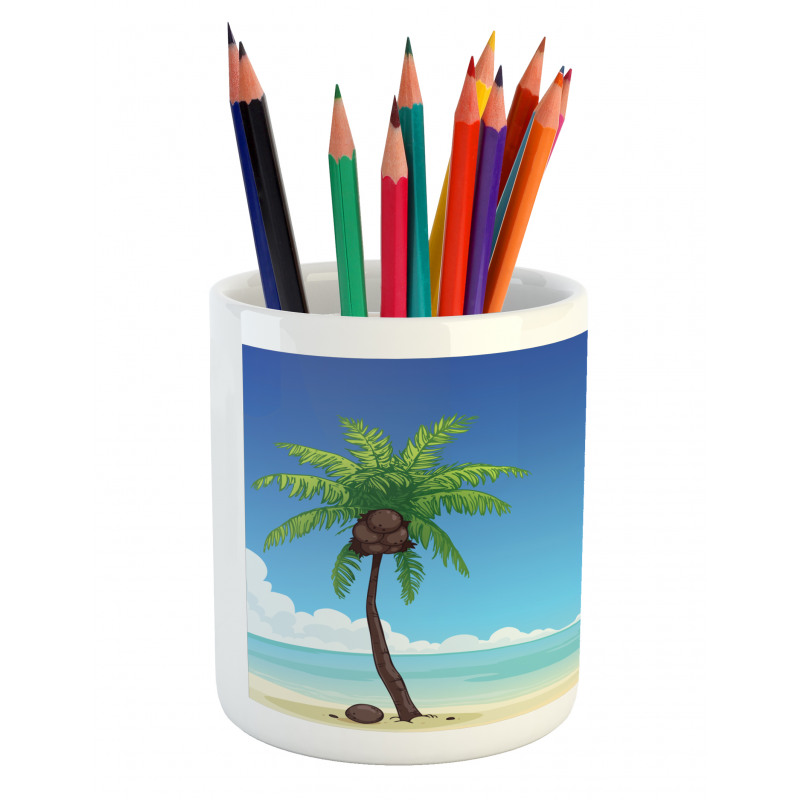 Coconut Trees in the Ocean Pencil Pen Holder