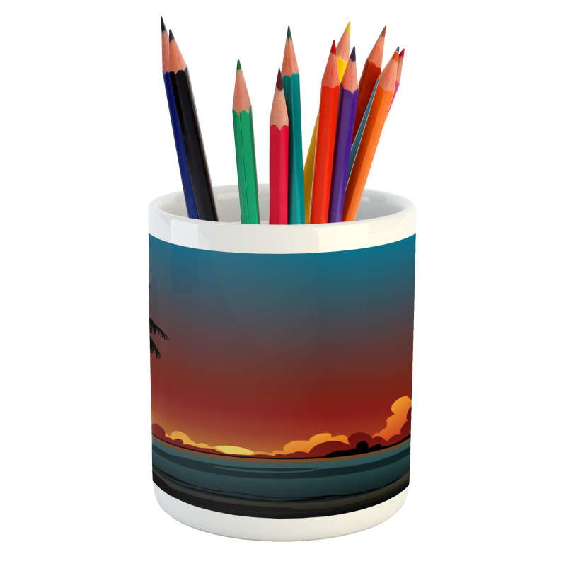 Dramatic Sunset Scene Pattern Pencil Pen Holder