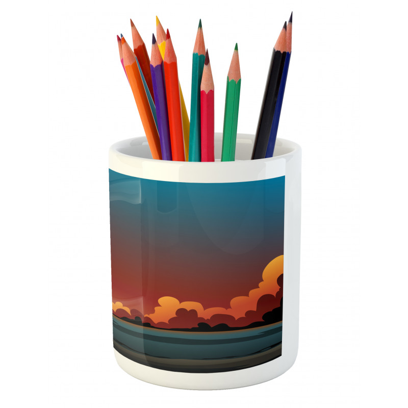 Dramatic Sunset Scene Pattern Pencil Pen Holder