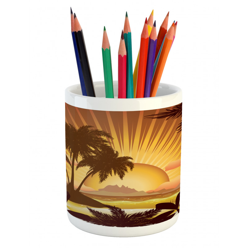 Digital Graphics Sunset Scene Pencil Pen Holder