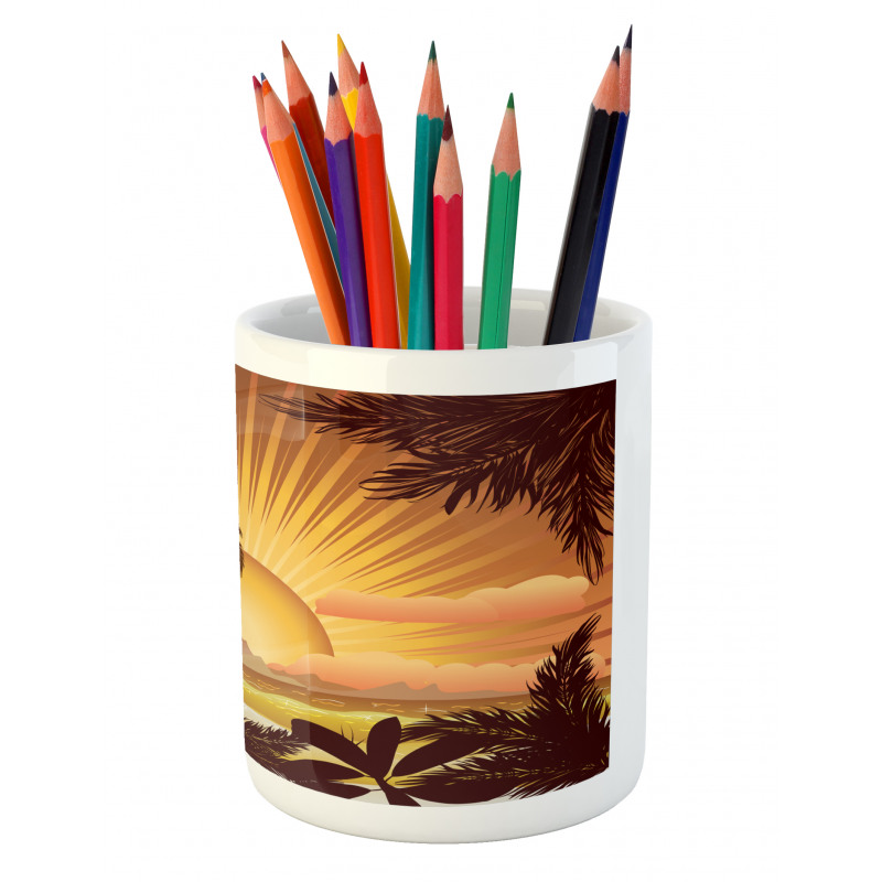 Digital Graphics Sunset Scene Pencil Pen Holder