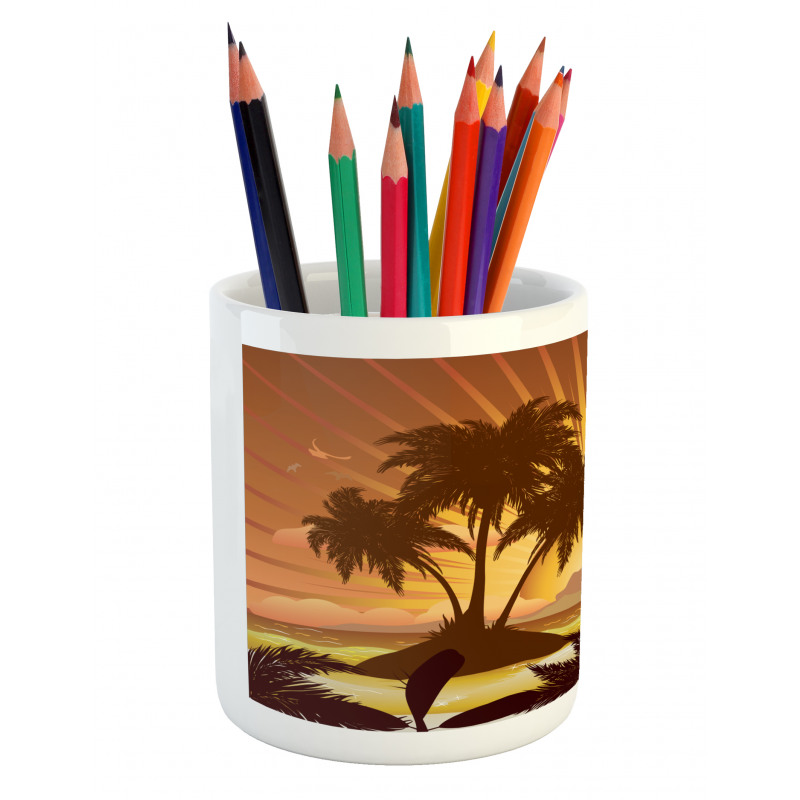 Digital Graphics Sunset Scene Pencil Pen Holder