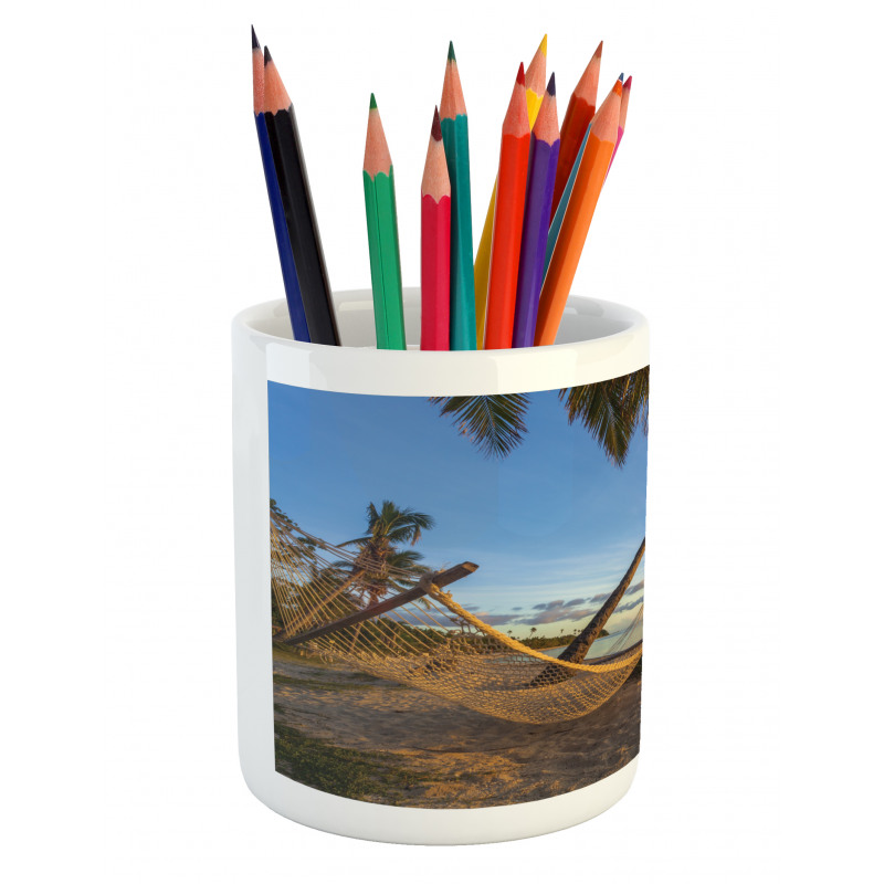 Summer Time Hammock on a Beach Pencil Pen Holder