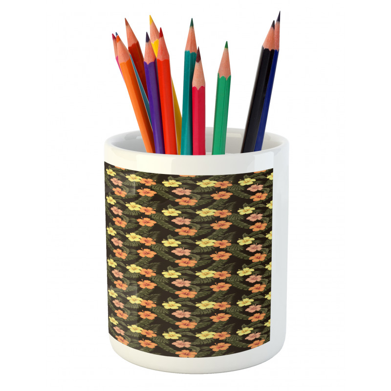 Vintage Jungle Foliage Art Pencil Pen Holder