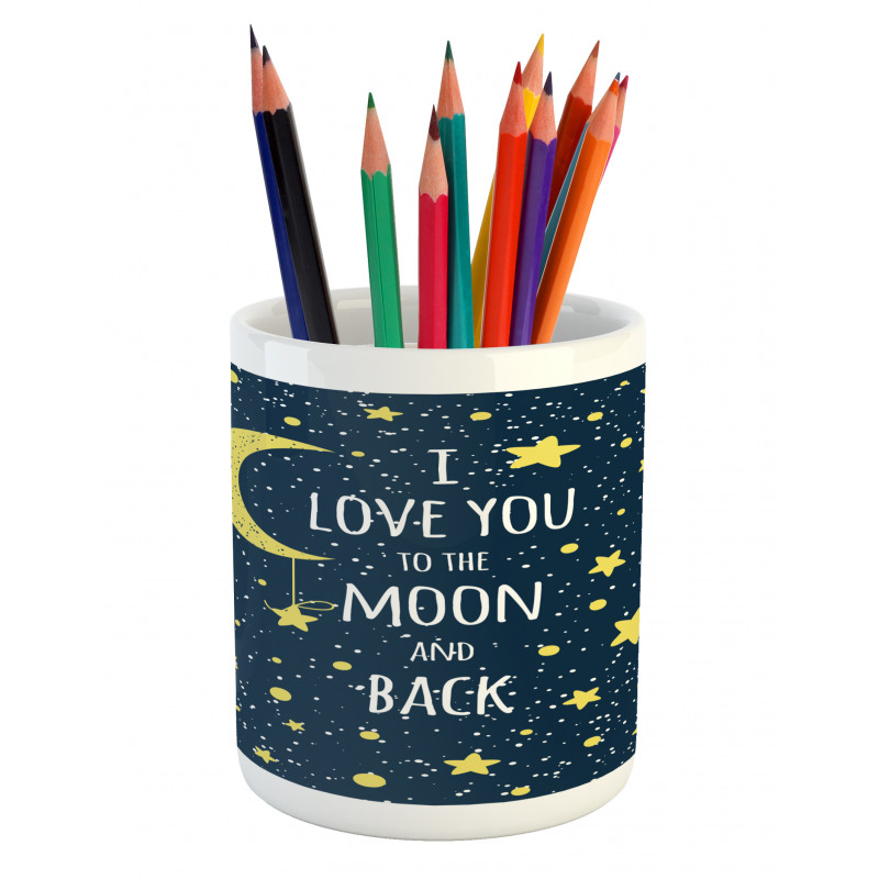 Romantic Typography Moon Star Pencil Pen Holder