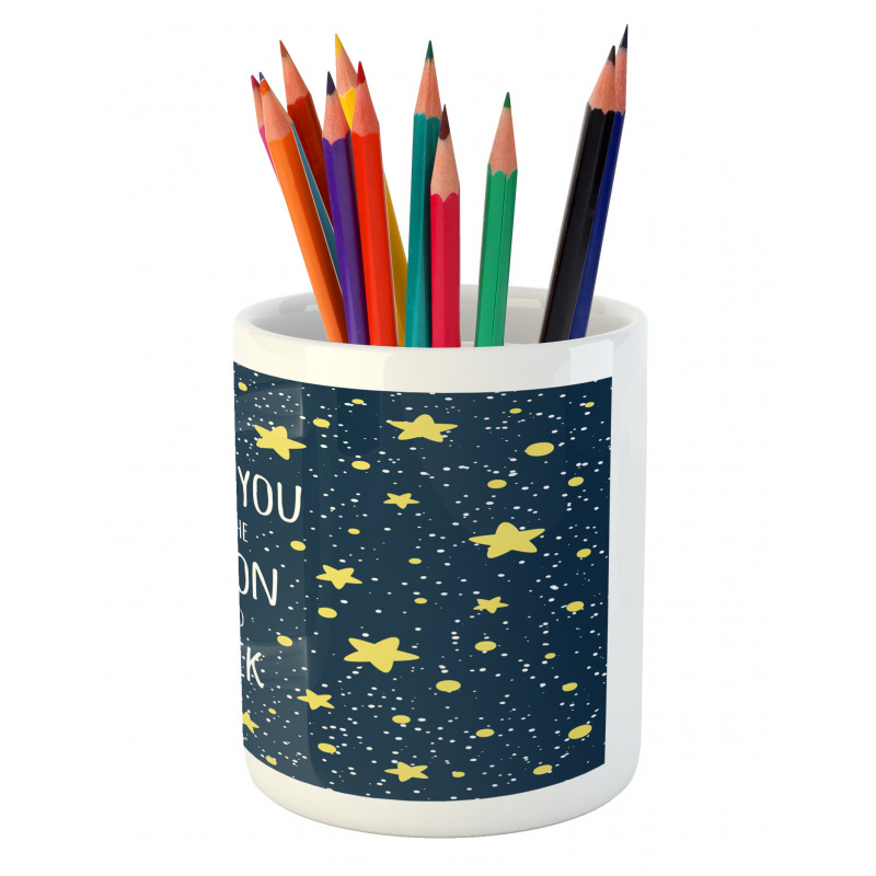 Romantic Typography Moon Star Pencil Pen Holder